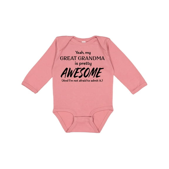 Inktastic Yeah My Great Grandma is Pretty Awesome Boys or Girls Long Sleeve Baby Bodysuit