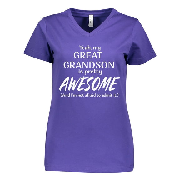 Inktastic Yeah My Great Grandson Is Pretty Awesome Women's V-Neck T-Shirt