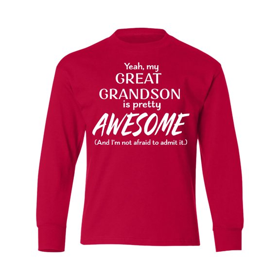 Inktastic Yeah My Great Grandson is Pretty Awesome Long Sleeve Youth T-Shirt