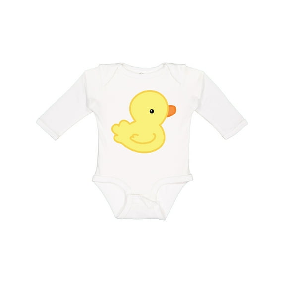 Inktastic Yellow Baby Duck Boys or Girls Long Sleeve Baby Bodysuit