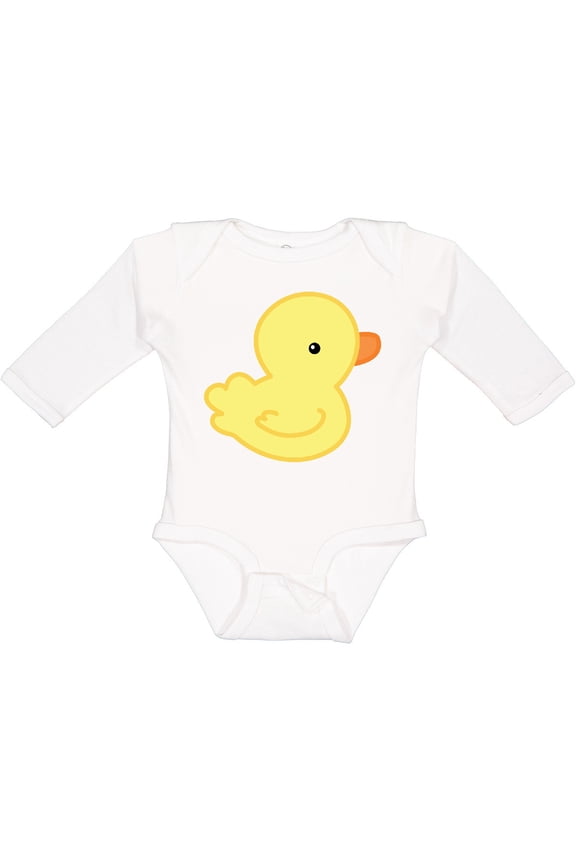 Yellow Baby Duck Boys or Girls Long Sleeve Baby Bodysuit