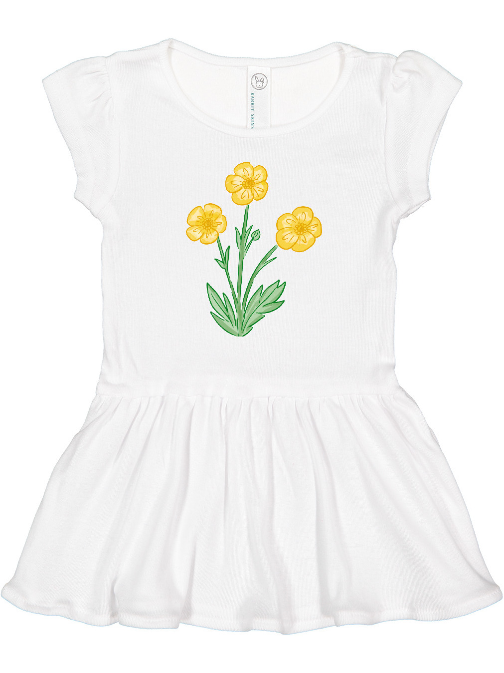 Yellow Buttercup Flowers Girls Toddler Dress