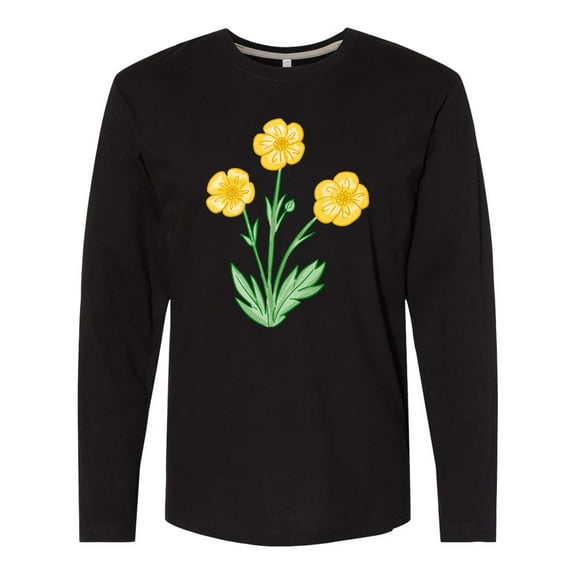 Inktastic Yellow Buttercup Flowers Long Sleeve T-Shirt