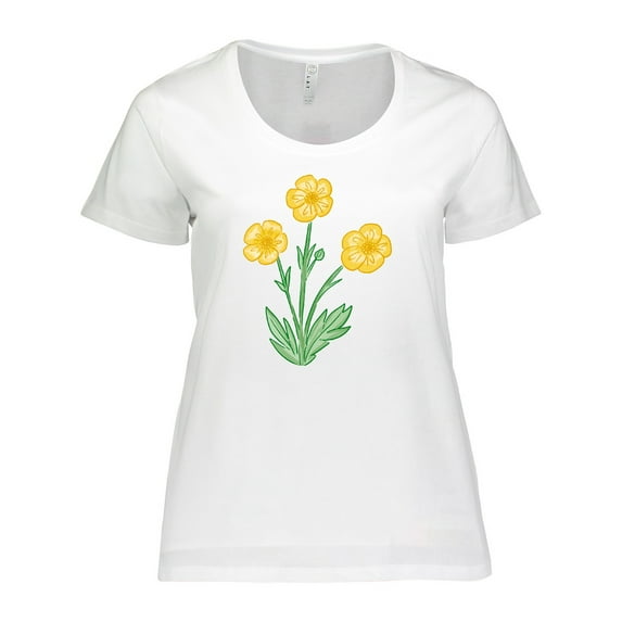 Inktastic Yellow Buttercup Flowers Women's Plus Size T-Shirt