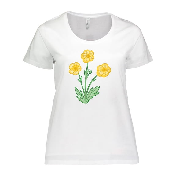 Inktastic Yellow Buttercup Flowers Women's Plus Size T-Shirt