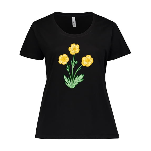 Inktastic Yellow Buttercup Flowers Women's Plus Size T-Shirt