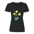 thumbnail image 1 of Inktastic Yellow Buttercup Flowers Women's V-Neck T-Shirt, 1 of 5