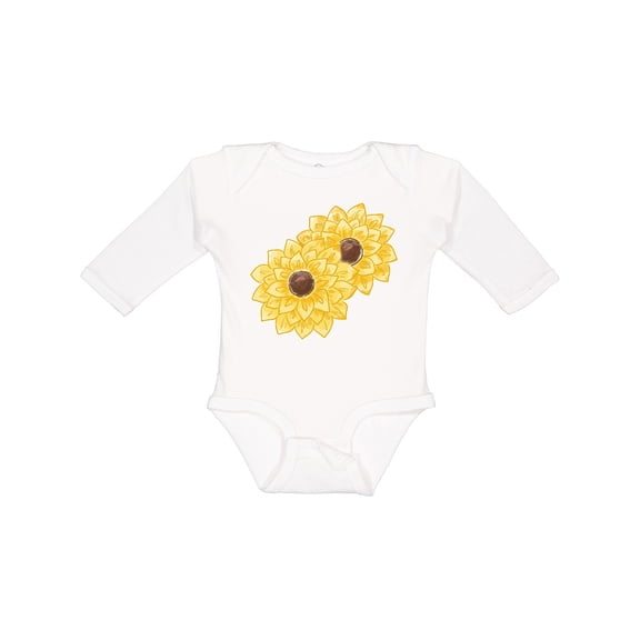 Inktastic Yellow Sunflowers Boys or Girls Long Sleeve Baby Bodysuit