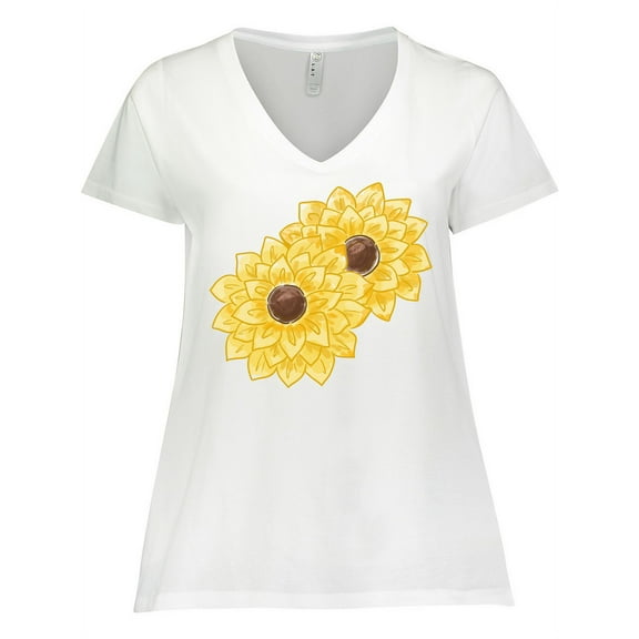 Inktastic Yellow Sunflowers Women's Plus Size V-Neck T-Shirt