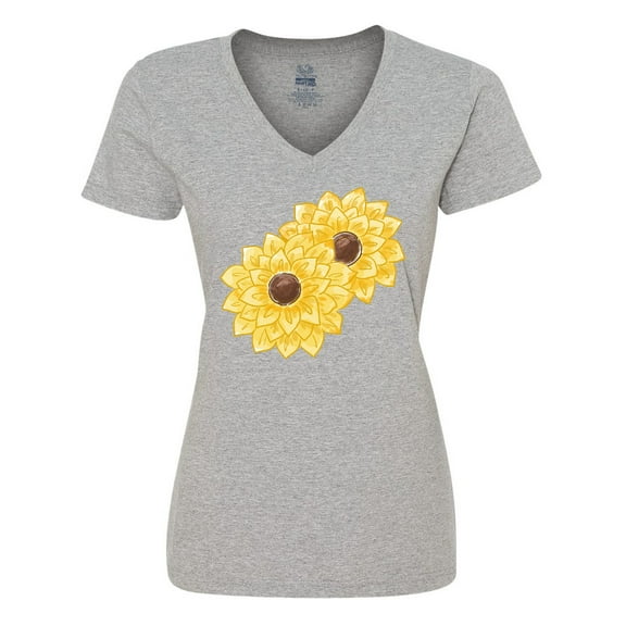 Inktastic Yellow Sunflowers Women's V-Neck T-Shirt