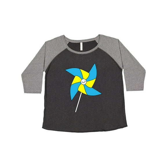 Inktastic Yellow and Blue Pinwheel Women's Plus Size T-Shirt