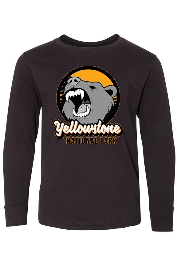 Yellowstone Growling Bear Long Sleeve Youth T-Shirt