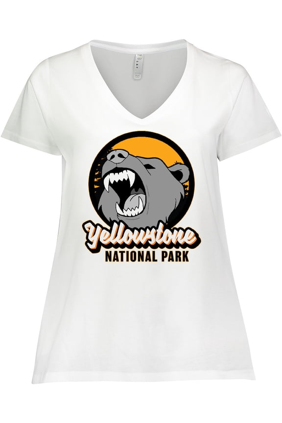 Yellowstone Growling Bear Women's Plus Size V-Neck T-Shirt