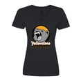 thumbnail image 1 of Inktastic Yellowstone Growling Bear Women's V-Neck T-Shirt, 1 of 5