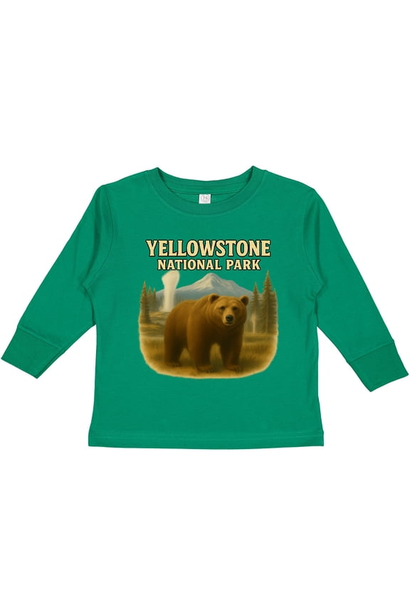 Yellowstone National Park Bear Art Boys or Girls Long Sleeve Toddler T-Shirt