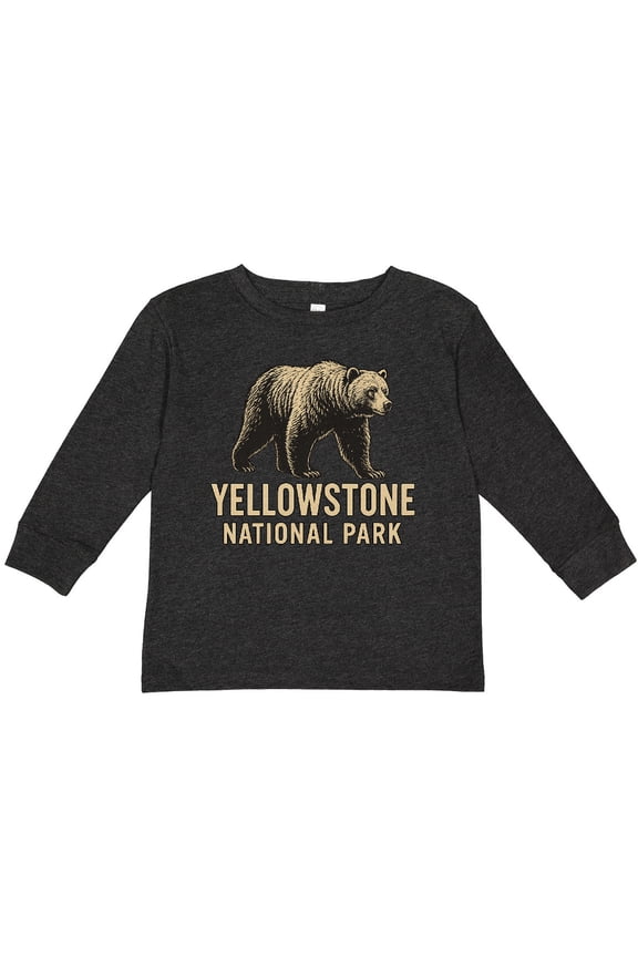 Yellowstone National Park Bear Illustration Boys or Girls Long Sleeve Toddler T-Shirt