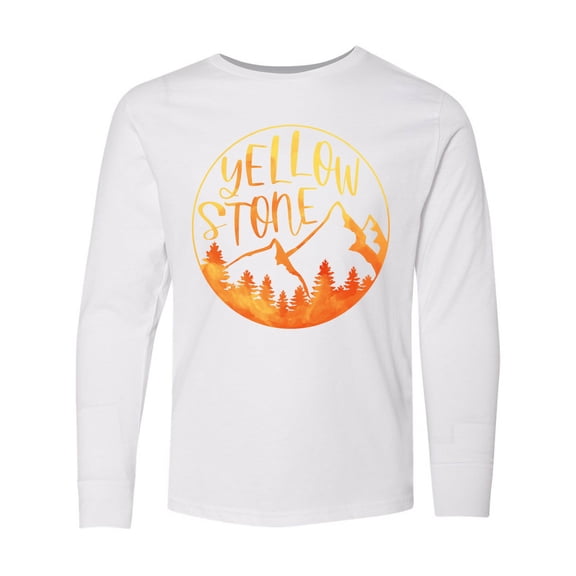Inktastic Yellowstone National Park Mountains Long Sleeve Youth T-Shirt