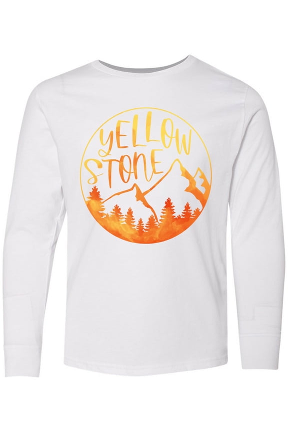 Yellowstone National Park Mountains Long Sleeve Youth T-Shirt
