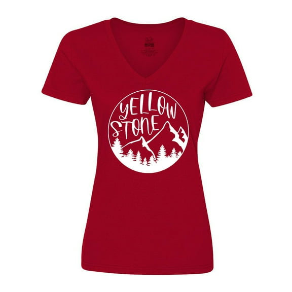 Inktastic Yellowstone National Park- Mountains Women's V-Neck T-Shirt