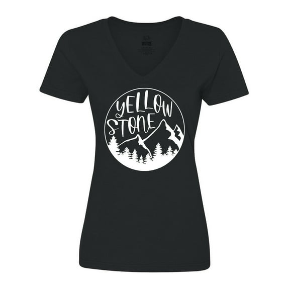 Inktastic Yellowstone National Park- Mountains Women's V-Neck T-Shirt