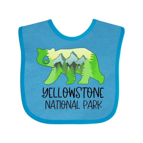 Inktastic Yellowstone National Park Mountains and Bear Shape Boys or Girls Baby Bib