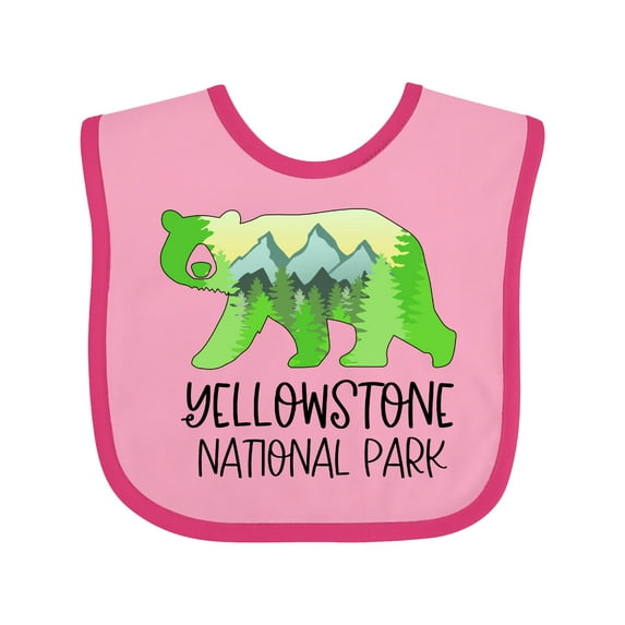 Inktastic Yellowstone National Park Mountains and Bear Shape Boys or Girls Baby Bib