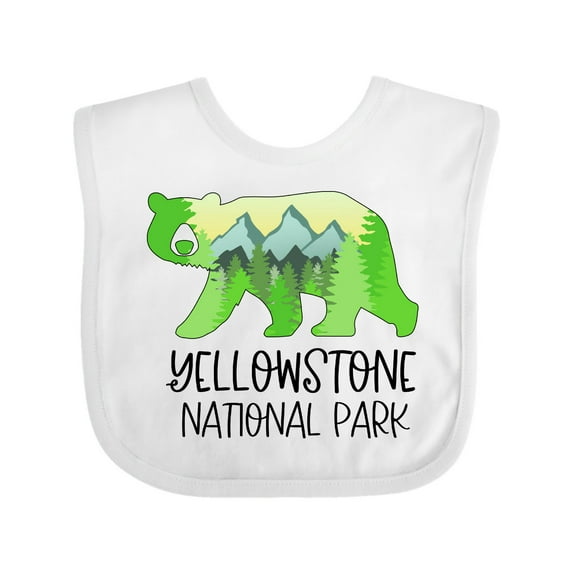 Inktastic Yellowstone National Park Mountains and Bear Shape Boys or Girls Baby Bib