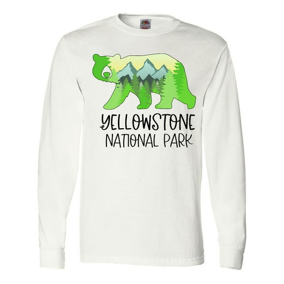 Inktastic Yellowstone National Park- Mountains and Bear Shape Long Sleeve T-Shirt