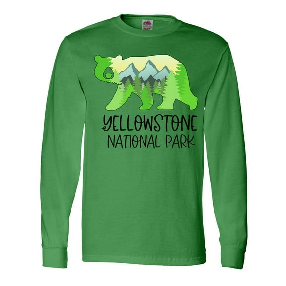 Inktastic Yellowstone National Park- Mountains and Bear Shape Long Sleeve T-Shirt