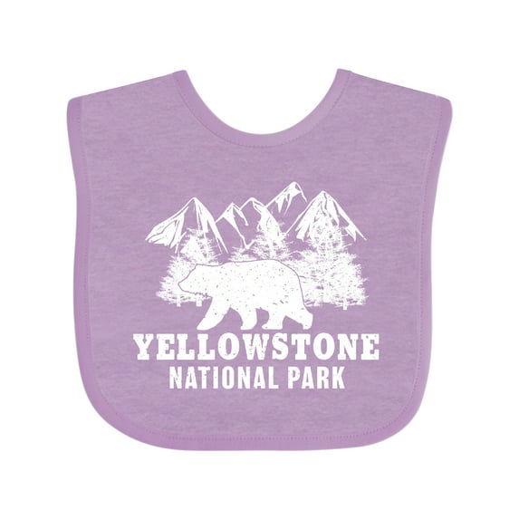 Inktastic Yellowstone National Park with Bear Mountains and Trees Boys or Girls Baby Bib