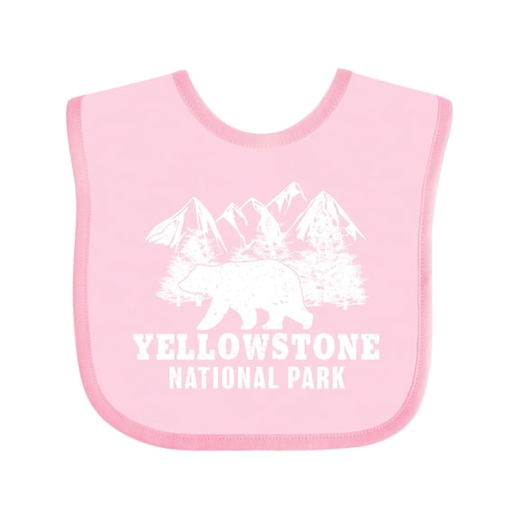 Inktastic Yellowstone National Park with Bear Mountains and Trees Boys or Girls Baby Bib