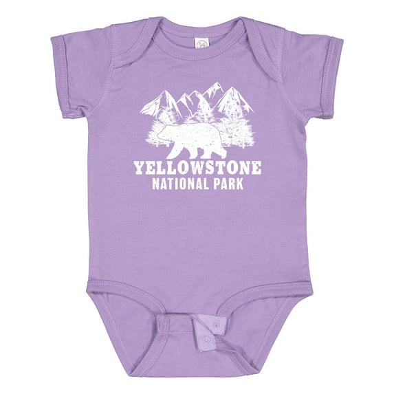 Inktastic Yellowstone National Park with Bear Mountains and Trees Boys or Girls Baby Bodysuit