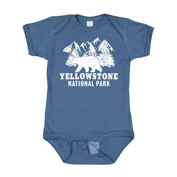 Inktastic Yellowstone National Park with Bear Mountains and Trees Boys or Girls Baby Bodysuit