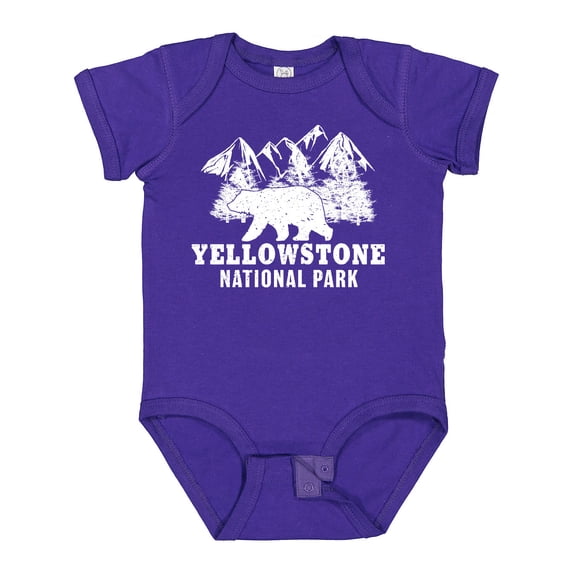 Inktastic Yellowstone National Park with Bear Mountains and Trees Boys or Girls Baby Bodysuit