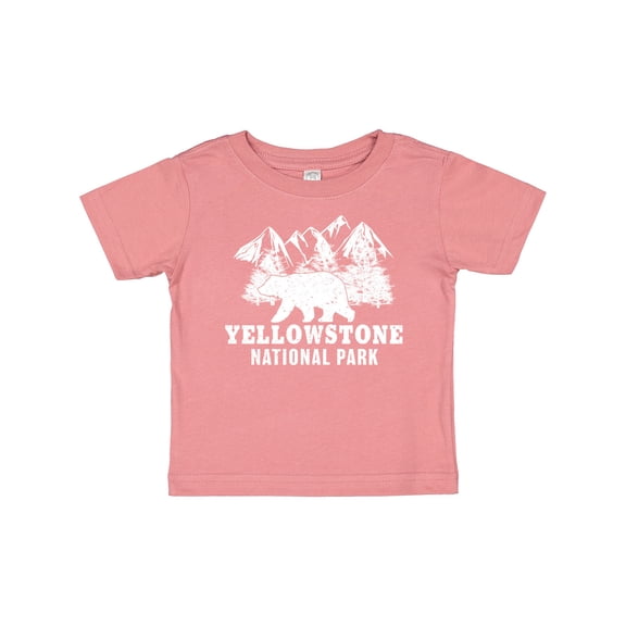 Inktastic Yellowstone National Park with Bear Mountains and Trees Boys or Girls Baby T-Shirt