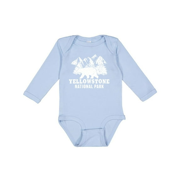 Inktastic Yellowstone National Park with Bear Mountains and Trees Boys or Girls Long Sleeve Baby Bodysuit