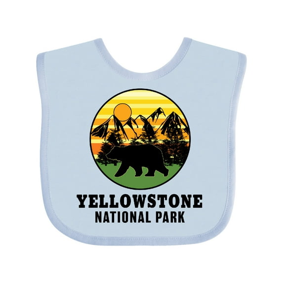 Inktastic Yellowstone National Park with Bear Mountains and Trees Cricle Boys or Girls Baby Bib