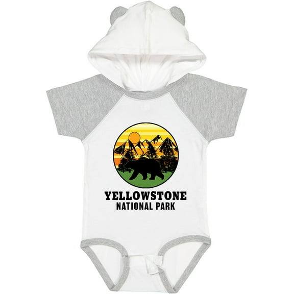 Inktastic Yellowstone National Park with Bear Mountains and Trees Cricle Boys or Girls Baby Bodysuit