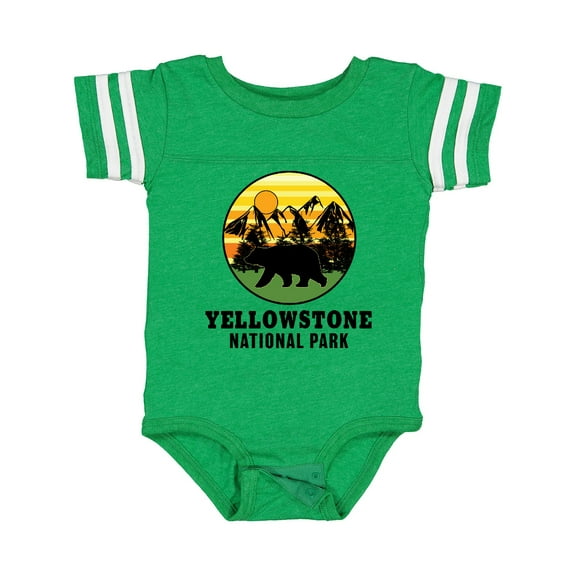 Inktastic Yellowstone National Park with Bear Mountains and Trees Cricle Boys or Girls Baby Bodysuit