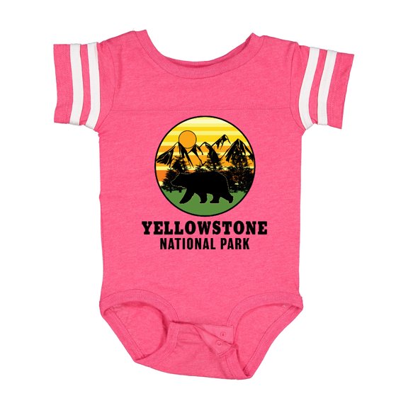Inktastic Yellowstone National Park with Bear Mountains and Trees Cricle Boys or Girls Baby Bodysuit
