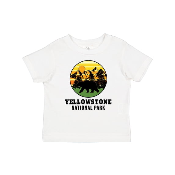 Inktastic Yellowstone National Park with Bear Mountains and Trees Cricle Boys or Girls Baby T-Shirt