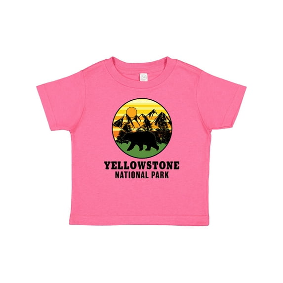 Inktastic Yellowstone National Park with Bear Mountains and Trees Cricle Boys or Girls Baby T-Shirt
