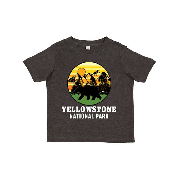 Inktastic Yellowstone National Park with Bear Mountains and Trees Cricle Boys or Girls Toddler T-Shirt