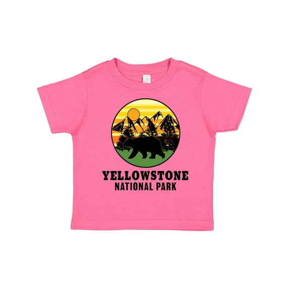 Inktastic Yellowstone National Park with Bear Mountains and Trees Cricle Boys or Girls Toddler T-Shirt
