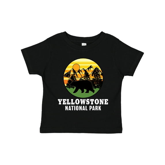 Inktastic Yellowstone National Park with Bear Mountains and Trees Cricle Boys or Girls Toddler T-Shirt