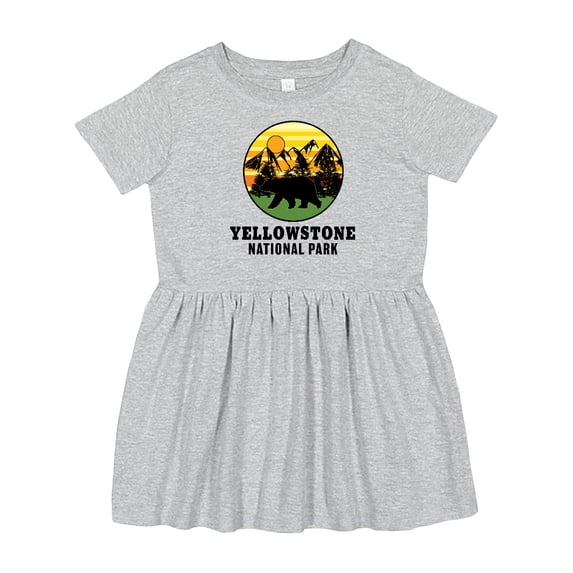 Inktastic Yellowstone National Park with Bear Mountains and Trees Cricle Girls Toddler Dress