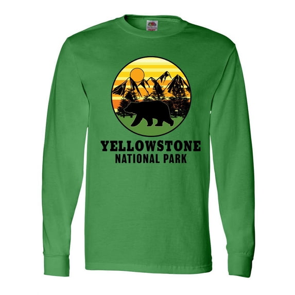 Inktastic Yellowstone National Park with Bear Mountains and Trees Cricle Long Sleeve T-Shirt