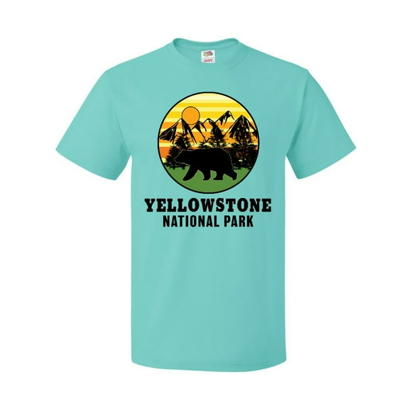 Inktastic Yellowstone National Park with Bear Mountains and Trees Cricle T-Shirt