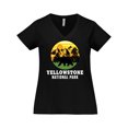 thumbnail image 1 of Inktastic Yellowstone National Park with Bear Mountains and Trees Cricle Women's Plus Size V-Neck T-Shirt, 1 of 5