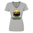 thumbnail image 1 of Inktastic Yellowstone National Park with Bear Mountains and Trees Cricle Women's V-Neck T-Shirt, 1 of 5